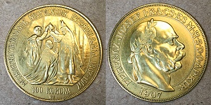 100 korona 1907 - vert knai hamis