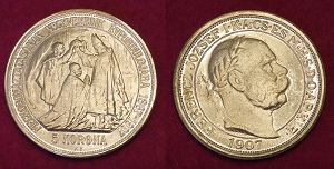5 korona 1907 - olasz másolat fert peremdísz