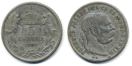 5 korona 1907 - hamis