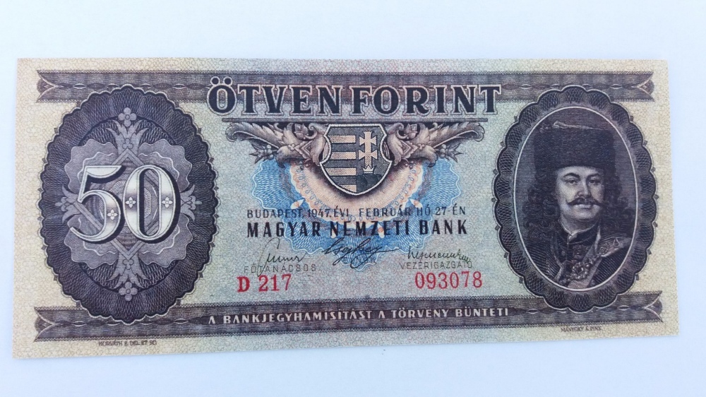 50 forint 1947 - mordern mdostott fnymsolat