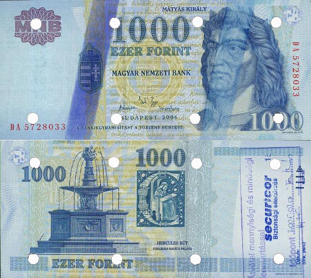 1000 forint 2004 - hamis Securicor blyegzs