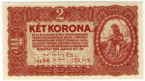 2 korona 1920 2aa - sorszámos hamis MINTA