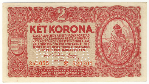 2 korona 1920 2ab - sorszmos hamis MINTA