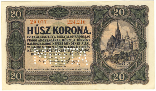 20 korona 1920 - sorszámos hamis MINTA