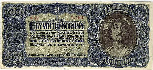 1 millió korona 1923 MPNy Rt. Budapest - hamis