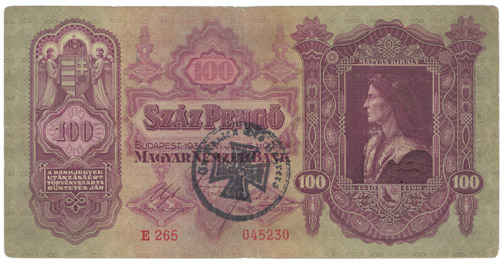 100 peng 1930 - hamis vaskereszt blyegzs