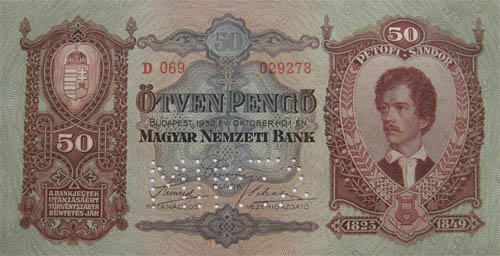 50 pengő 1932 - hamis minta