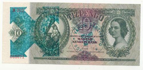 10 peng 1936 - nyilaskeresztes blyegz Sopron