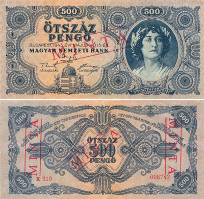 500 peng 1945 - hamis MINTA blyegzs