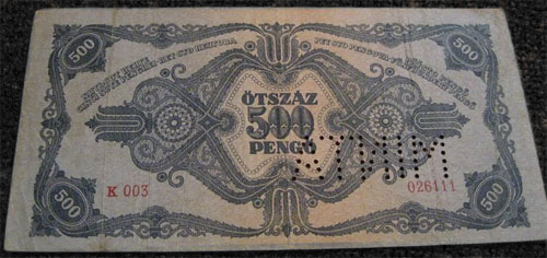 500 peng 1945 - sorszmos hamis MINTA