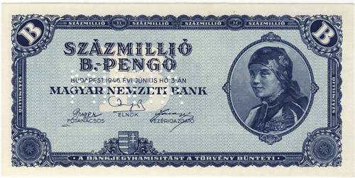 100000000 b-pengő 1946 - hamis MINTA