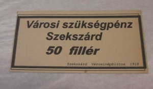 Városi szükségpénz - Szekszárd 50 fillér hamis szükségpénz