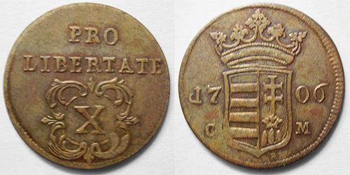 II. Rákóczi Ferenc X poltura 1706 C-M Kassa - múzeumi másolat