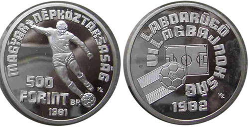 500 forint 1981 Labdarg Vilgbajnoksg (Proof) HAMIS