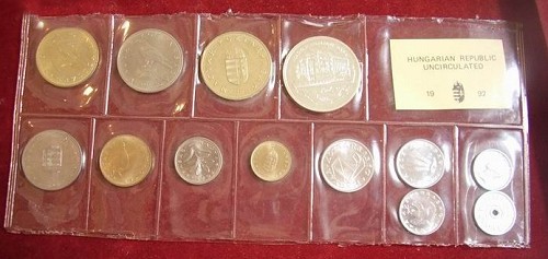 1992 forgalmi sor - házi csomagolt forint és fillér sor