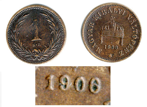 1 fillér 1906 - hamis