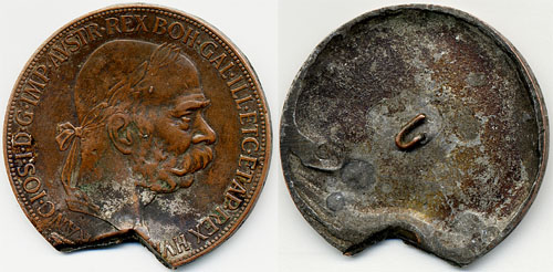 5 corona 1900 réz veret, peremirattal