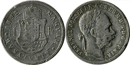 Ferenc Jzsef 1 forint 1892 - korabeli n hamistvny