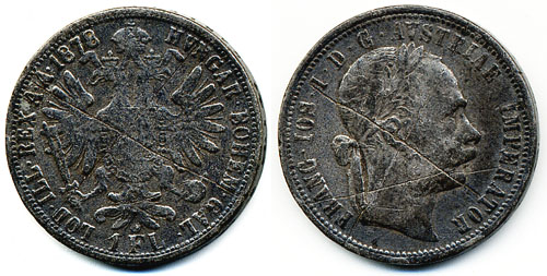 Ferenc József 1 florin 1878 - korabeli hamis