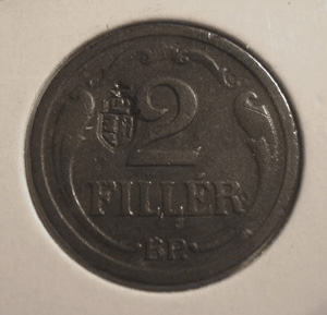 2 fillér 1943 - hamis koronás cimer ellenjegy