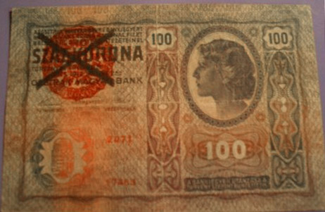 100 korona 1912 - érvénytelenített Magyarország bélyegzés