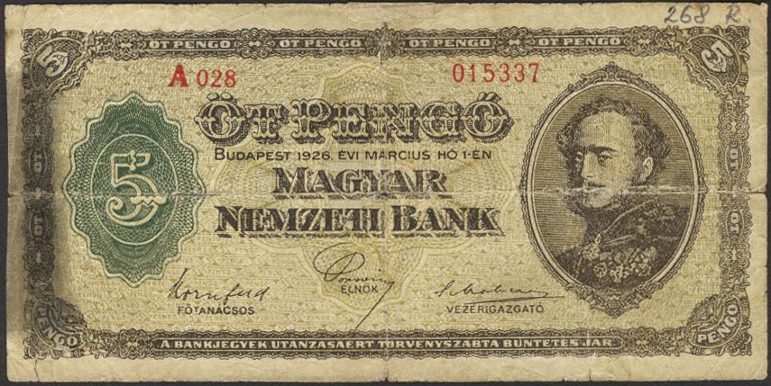 5 pengő 1926 - korabeli hamisítvány