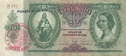 10 pengő 1936 - hamis Volksbund bélyegzés