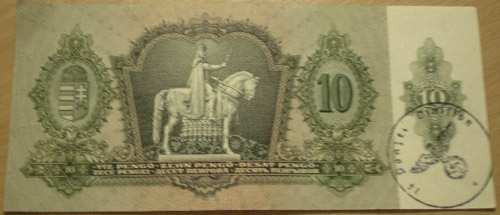10 pengő 1936 - 14 Panzer Division német bélyegzés