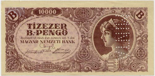 10000 b-pengő 1946 - hamis függőleges MINTA